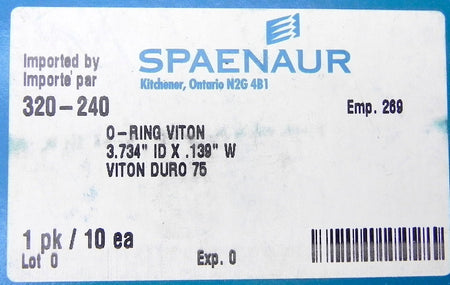 Spaenaur O Ring Viton 75 Duro Black 320-240 (10 Pcs) - Advance Operations