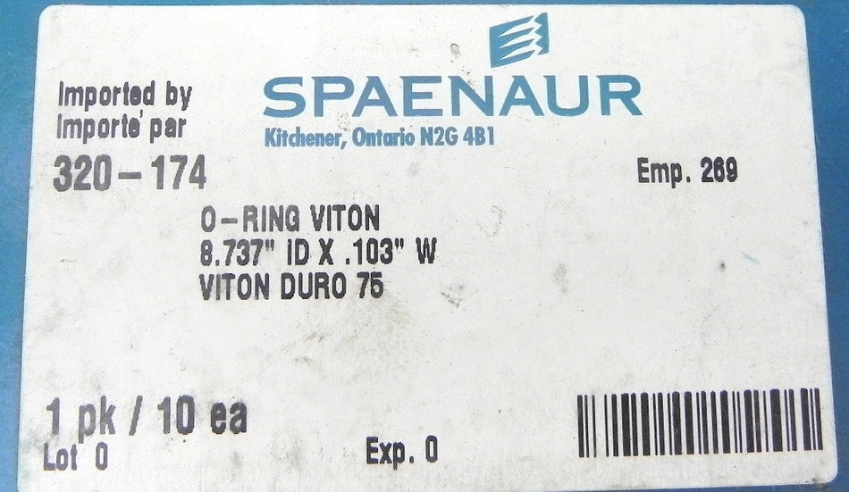 Spaenaur O Ring Viton 75 Duro Black 320-174 (10 Pcs) - Advance Operations