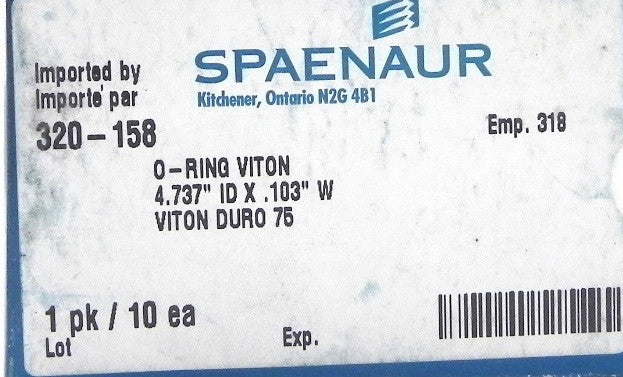Spaenaur O Ring Viton 75 Duro Black 320-158 (10 Pcs) - Advance Operations