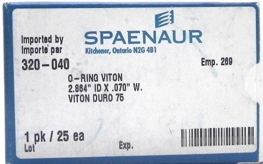 Spaenaur O Ring Viton 75 Duro Black 320-040 (25 Pcs) - Advance Operations
