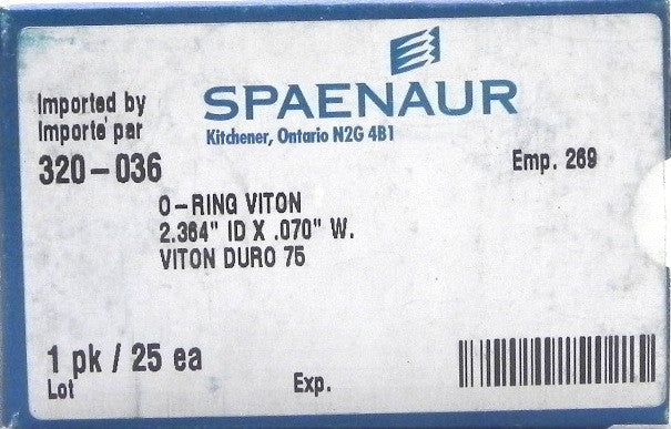 Spaenaur O Ring Viton 75 Duro Black 320-036 (25 Pcs) - Advance Operations