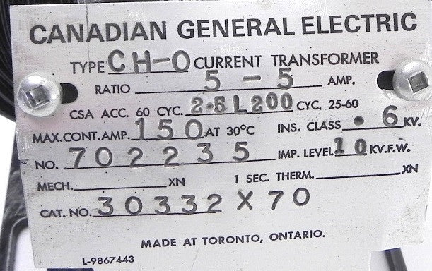 General Electric Current Transformer CH-O Ratio 5-5 - Advance Operations