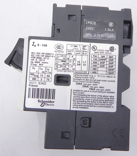 Telemecanique Motor Circuit Breaker GV2ME16 9-14A - Advance Operations