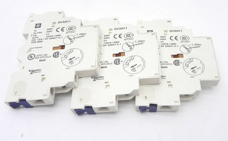 Schneider Contact Block GVAN11 (Lot of 3) - Advance Operations