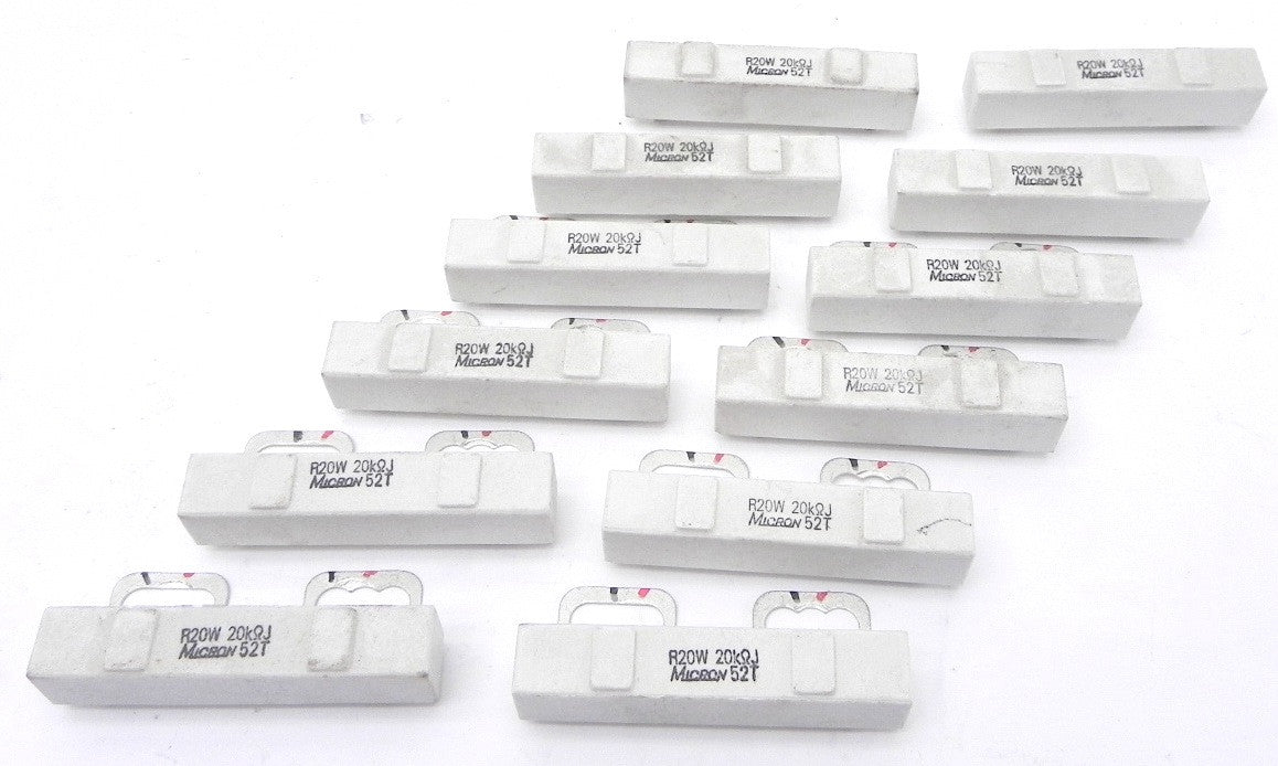 Micron 52T Ceramic Resistor R20W 20KΩJ (Lot of 12) - Advance Operations