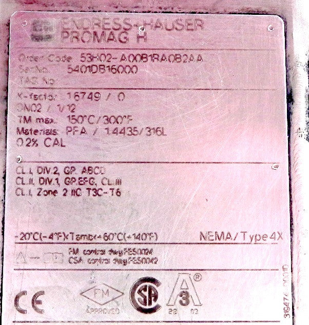Hendress+Hauser Flow Meter 53H02-A00B1RA0B2AA - Advance Operations