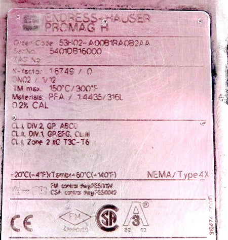 Hendress+Hauser Flow Meter 53H02-A00B1RA0B2AA - Advance Operations