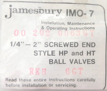 Load image into Gallery viewer, Jamesbury Ball Valve Seal Kit IMO-7 RKH 6GT New - Advance Operations
