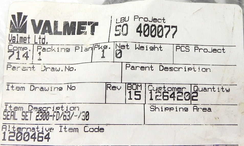 Valmet Metso Cylinder Seal Kit  2300-FD/63/-/30  1200464 - Advance Operations