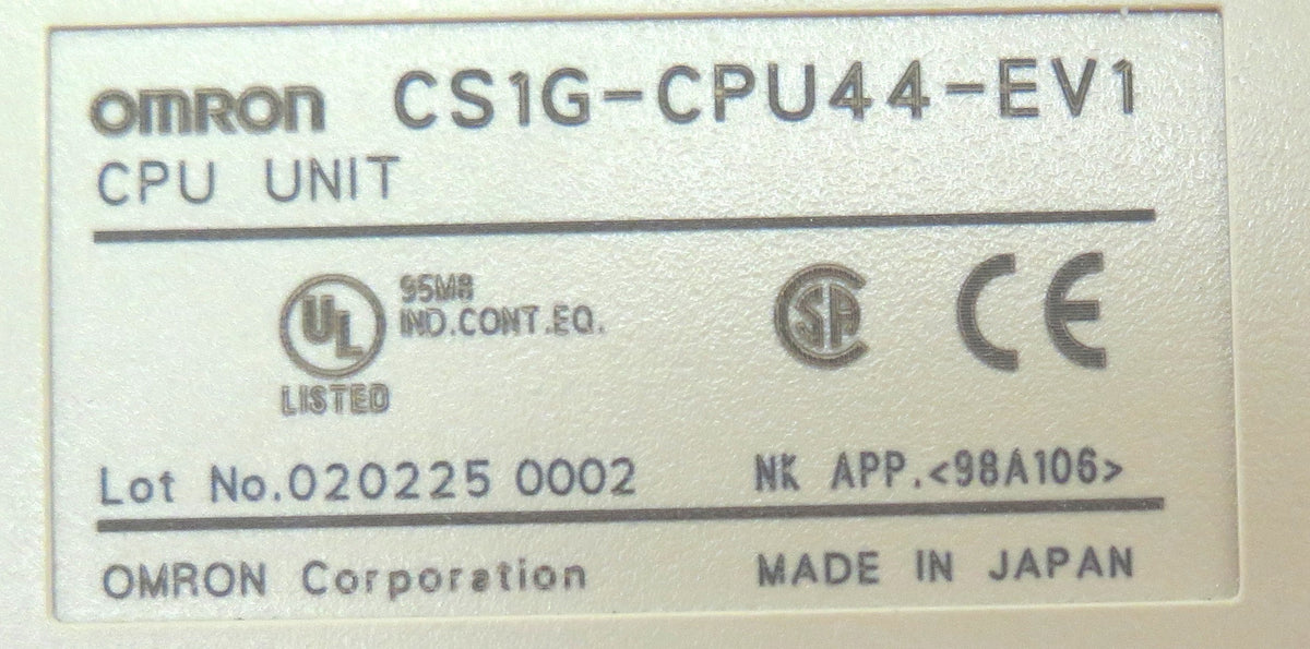 Omron CPU Unit CS1G-CPU44-EV1 - Advance Operations