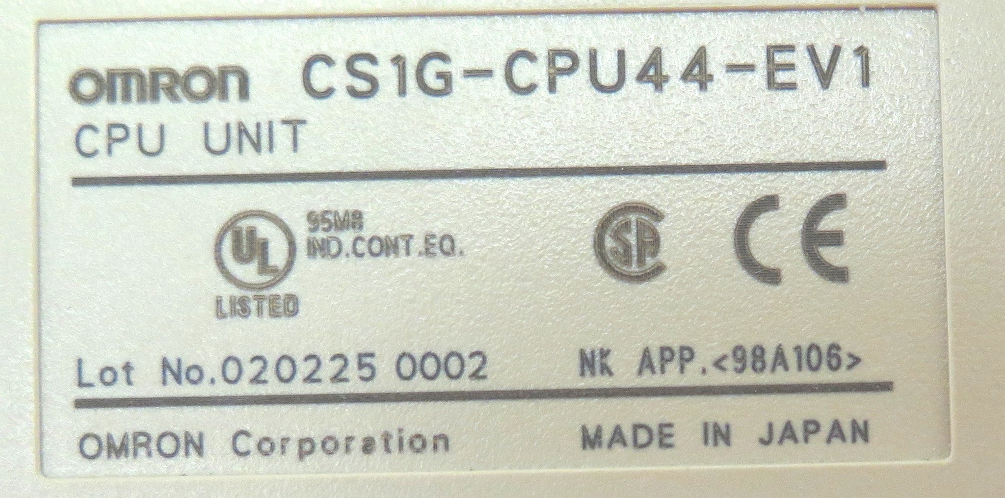 Omron CPU Unit CS1G-CPU44-EV1 - Advance Operations