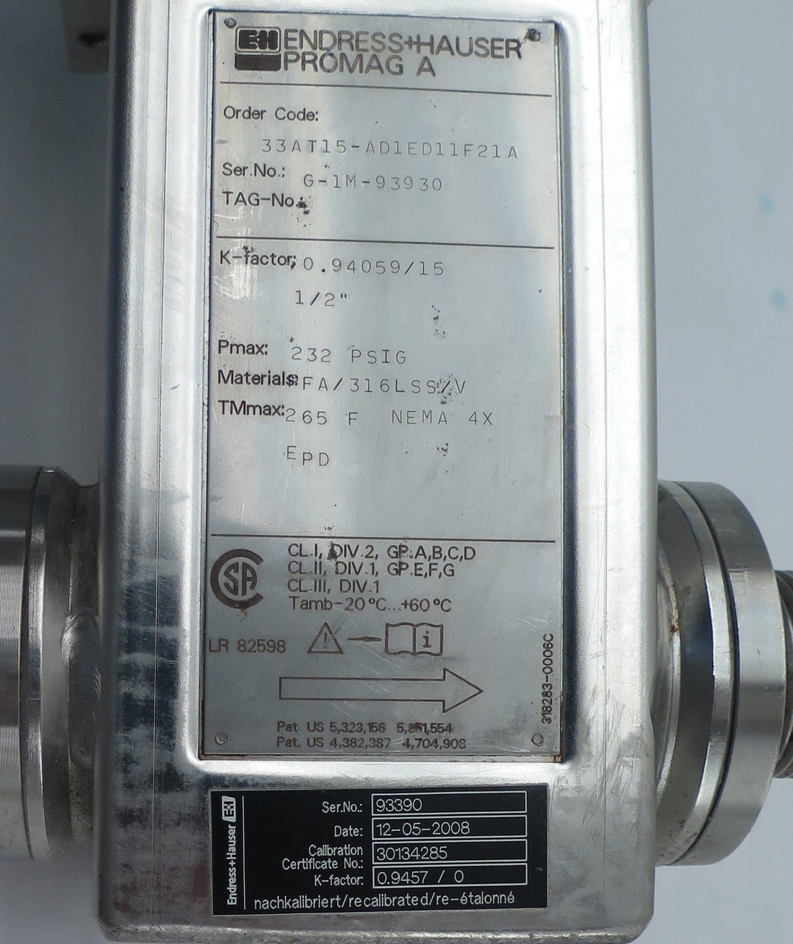 Endress+Hauser Flowmeter 1/2" 33AT15-AD1ED11F21A T15 AD1ED11F21A - Advance Operations