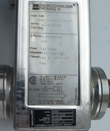 Endress+Hauser Flowmeter 1/2" 33AT15-AD1ED11F21A T15 AD1ED11F21A - Advance Operations