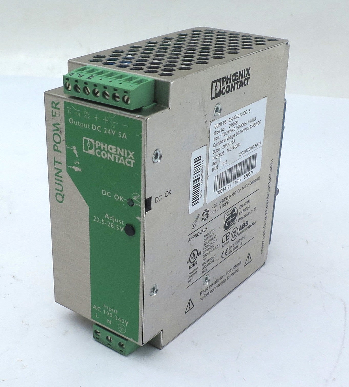 Pheonix Contact Quint Power 2938581 QUINT-PS-100-240VAC - Advance Operations