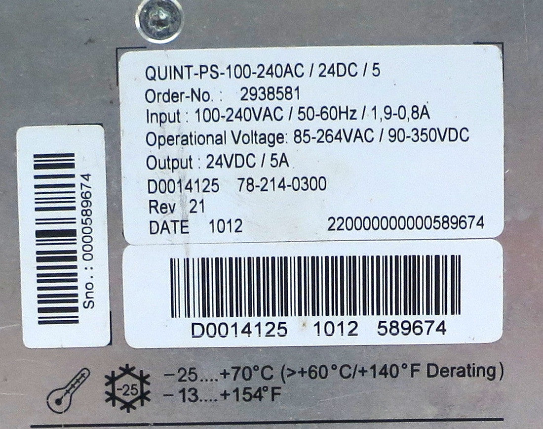 Pheonix Contact Quint Power 2938581 QUINT-PS-100-240VAC - Advance Operations