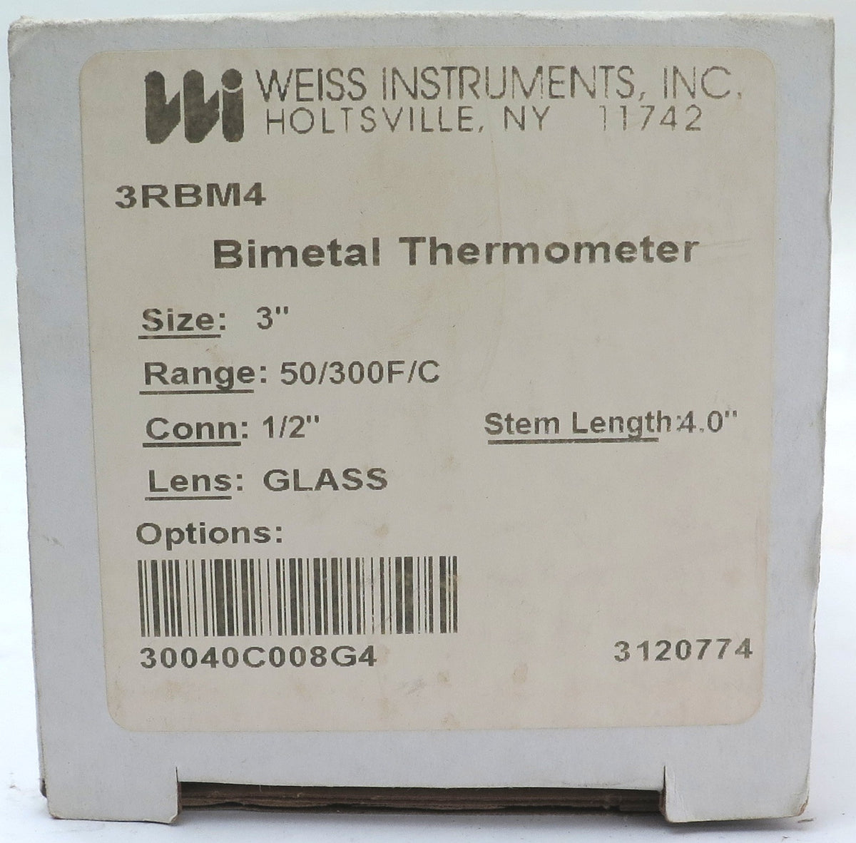 Weiss Instruments Bimetal Thermometer 3" Dial 3RBM4 - Advance Operations
