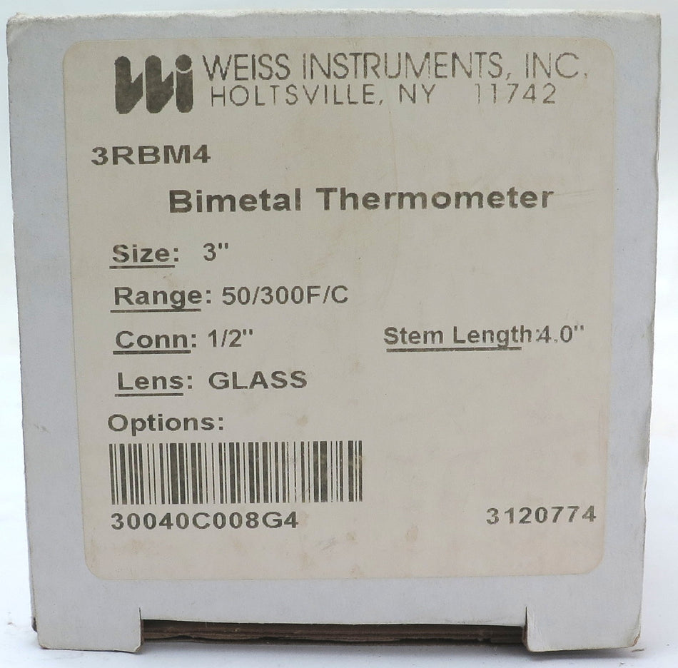 Weiss Instruments Bimetal Thermometer 3" Dial 3RBM4 - Advance Operations