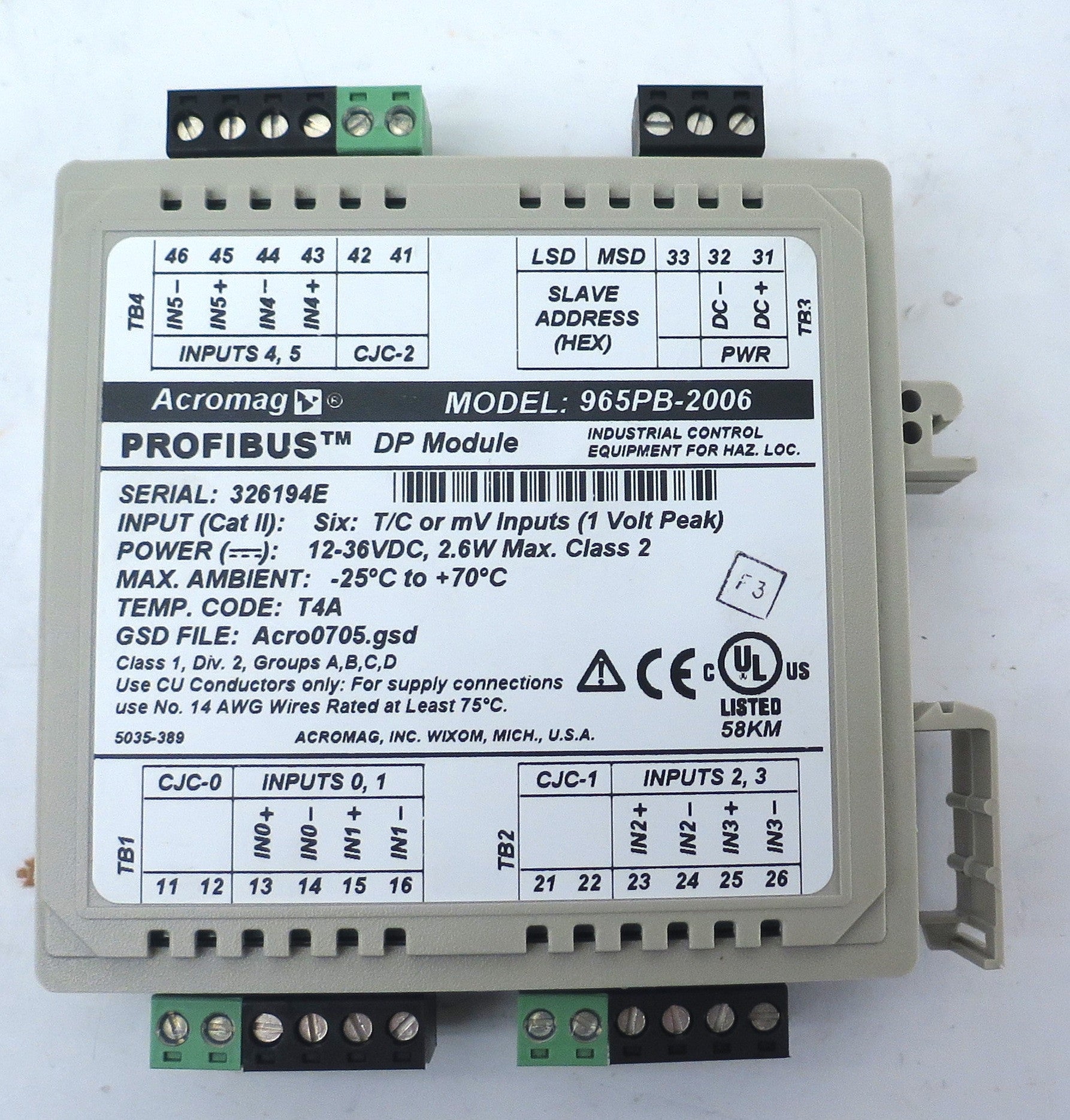 Acromag Profibus DP Module 965PB-2006 - Advance Operations