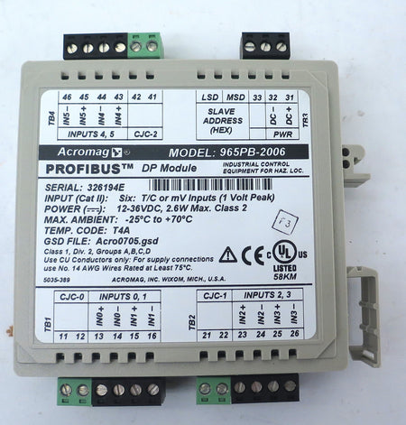 Acromag Profibus DP Module 965PB-2006 - Advance Operations