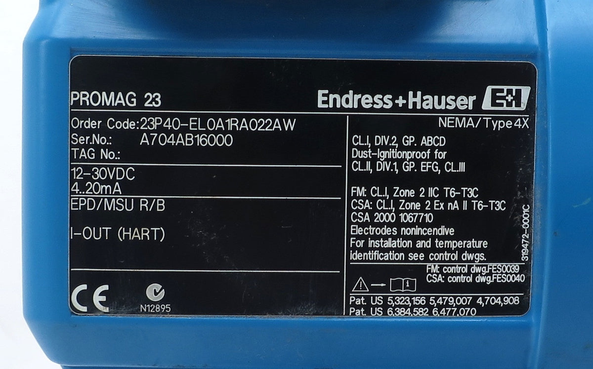 Endress+Hauser Flowmeter 23P40-EL0A1RA022AW 1-1/2" - Advance Operations