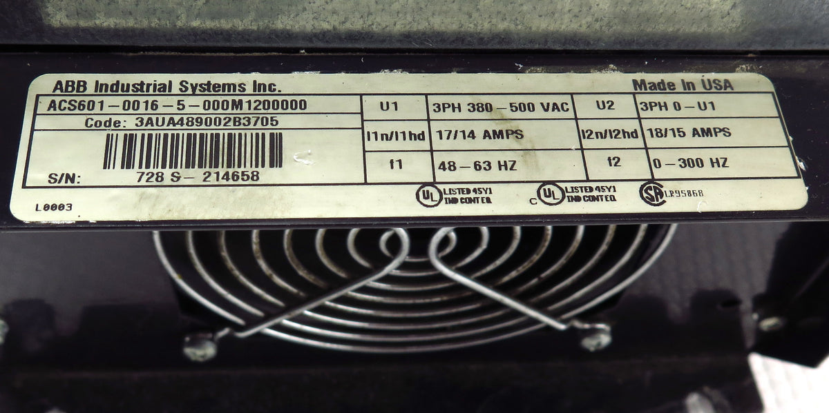 ABB VFD AC Drive 15HP 3ph ACS601-0016-5-000M1200000 380-500 Vac - Advance Operations