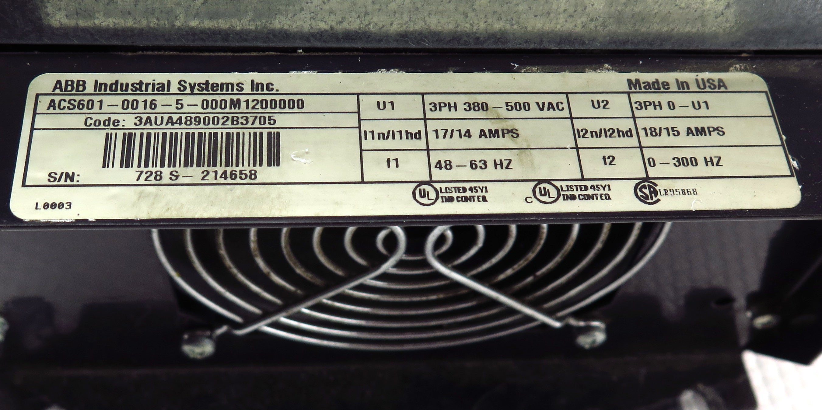 ABB VFD AC Drive 15HP 3ph ACS601-0016-5-000M1200000 380-500 Vac - Advance Operations