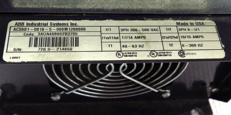 ABB VFD AC Drive 15HP 3ph ACS601-0016-5-000M1200000 380-500 Vac - Advance Operations