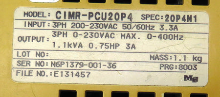 Accutronics PC3 Drive CIMR-PCU20P4 0.75 HP 1 Year Warranty Free Shipping - Advance Operations