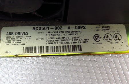 ABB ACS500 AC Drive ACS501-002-4-00P2 2 HP 3 PH 1 Year Warranty Free shipping - Advance Operations
