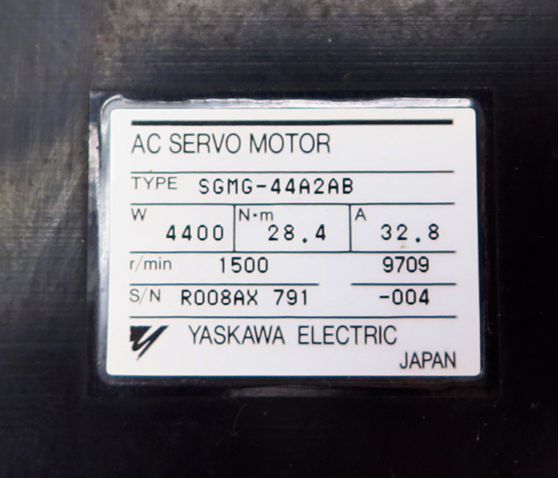 Yaskawa Electric AC Servo Motor SGMG-44A2AB Mint 1 Year Warranty Free Shipping - Advance Operations