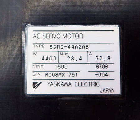 Yaskawa Electric AC Servo Motor SGMG-44A2AB Mint 1 Year Warranty Free Shipping - Advance Operations