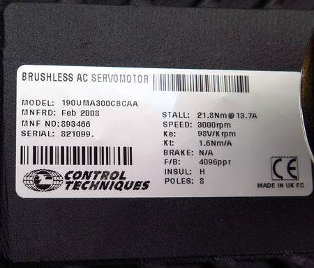 Control Techniques Brushless  AC Servo Motor 190UMA300CBCAA 1 Year Warranty - Advance Operations