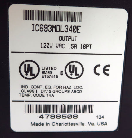 GE Fanuc Output Module IC693MDL340E 120 VAC .5A 16PT - Advance Operations