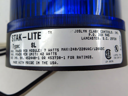 Joslyn Clark Stak Lite Type SL Indicating Light Blue - Advance Operations