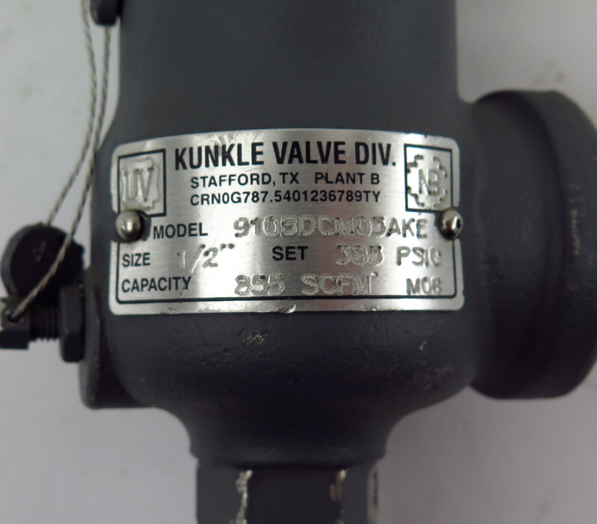 Kunkle Safety Valve 910BDCM03AKE 1/2"  385 PSIG 855 SCFM - Advance Operations