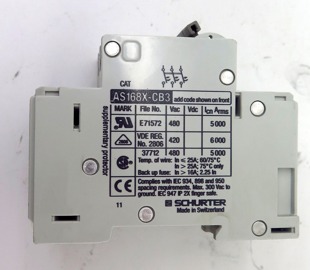 Schurter Circuit Breaker AS168X-CB3 10A 3 Pole - Advance Operations