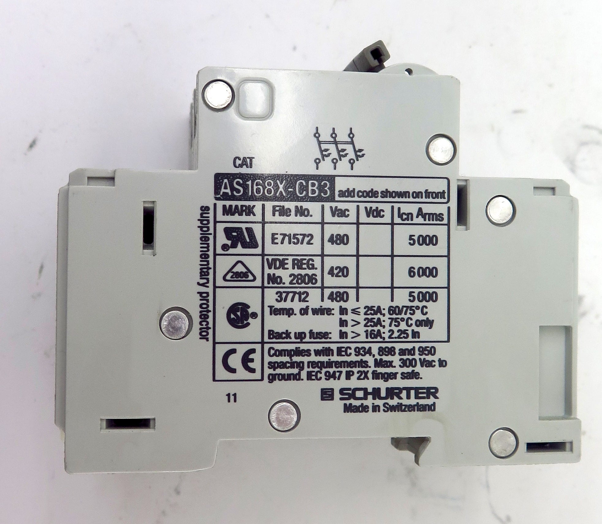 Schurter Circuit Breaker AS168X-CB3 10A 3 Pole - Advance Operations