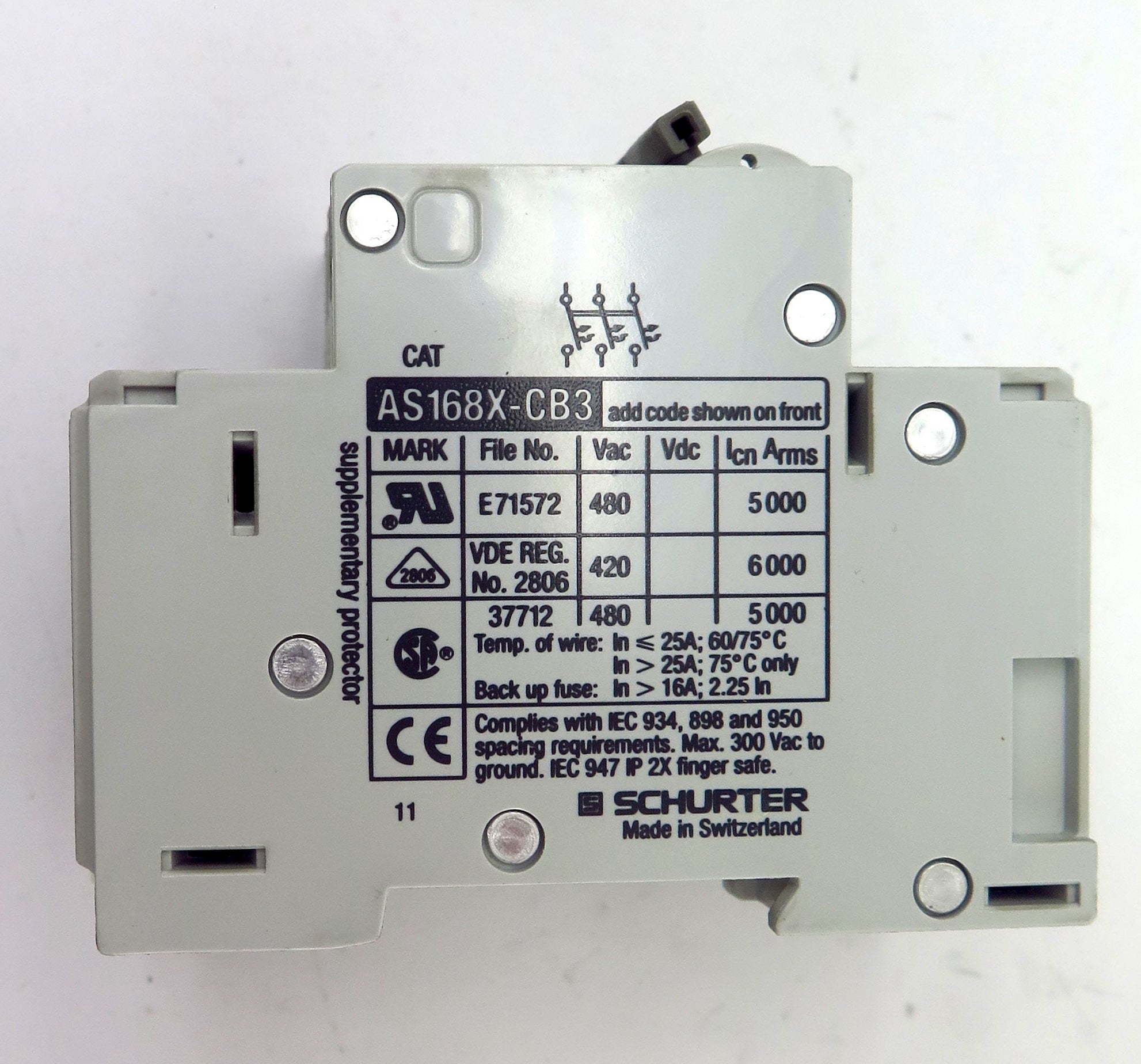 Schurter Circuit Breaker AS168X-CB3 20A 3 Pole - Advance Operations