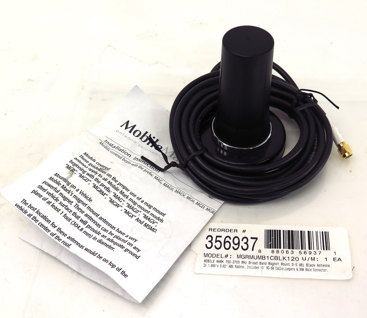 Mobile Mark Broad Band Magnet Mount Antenna 750-2700 MHz MGRMUMB1CBLK120 - Advance Operations
