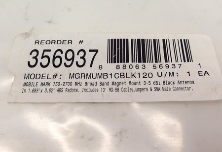 Mobile Mark Broad Band Magnet Mount Antenna 750-2700 MHz MGRMUMB1CBLK120 - Advance Operations