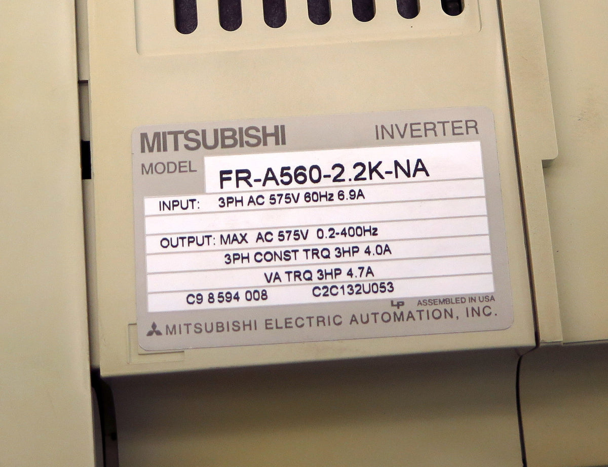 Mitsubishi A500 Transistorized Inverter Drive FR-A560-2.2K-NA 3HP575V (3HP) - Advance Operations