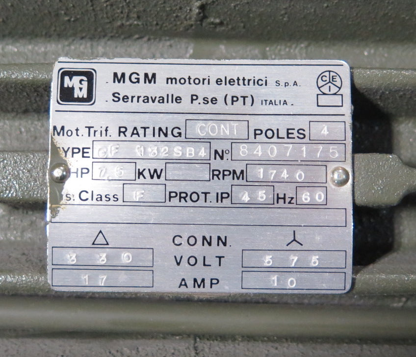 MGM Motori Elettrici Electric Asynchronous Brake Motor CF132SB4 7.5 HP 3PH - Advance Operations