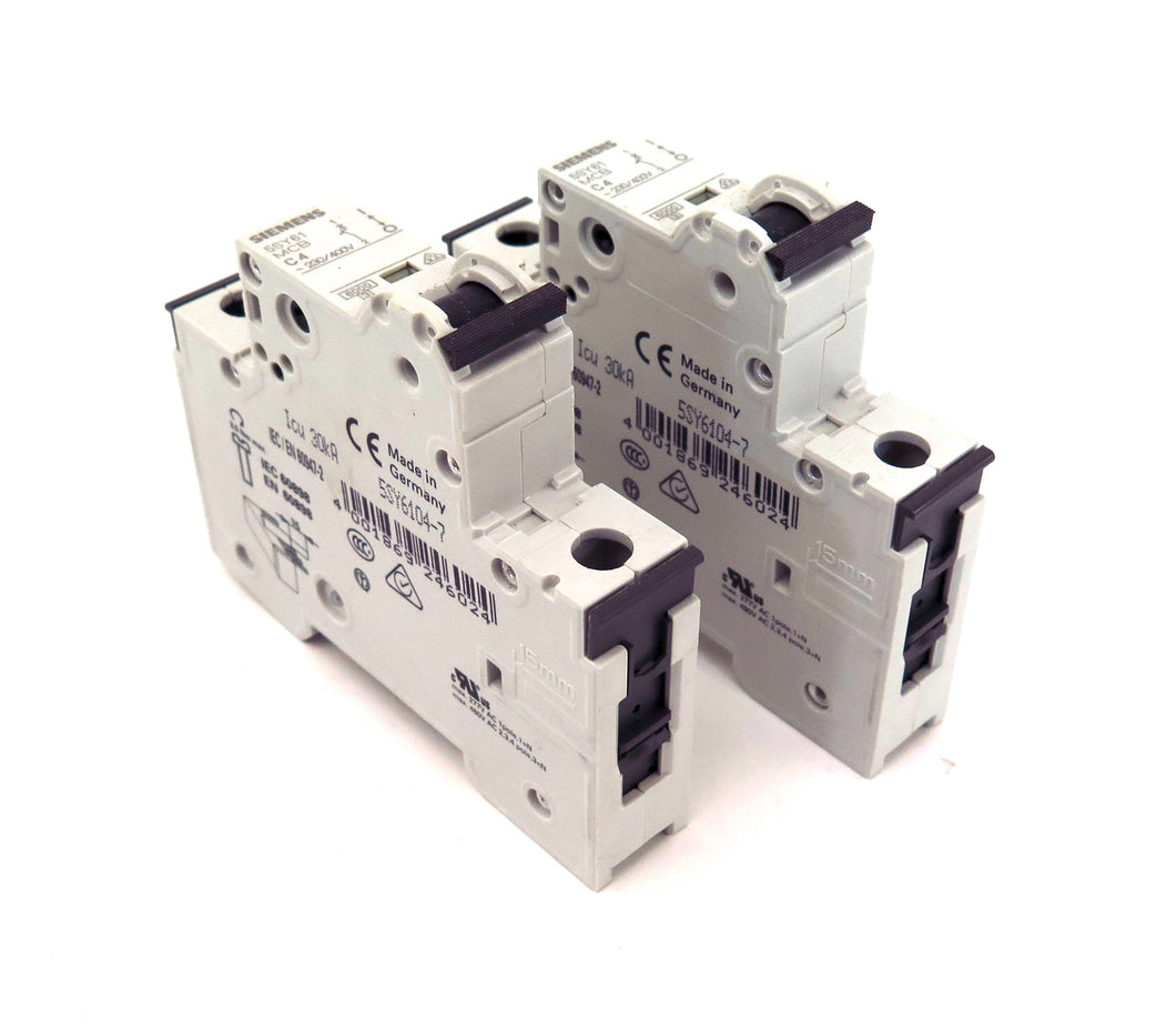 Siemens Circuit Breaker 5SY6104-7 MCB C4 4A 230/400V  (2) - Advance Operations
