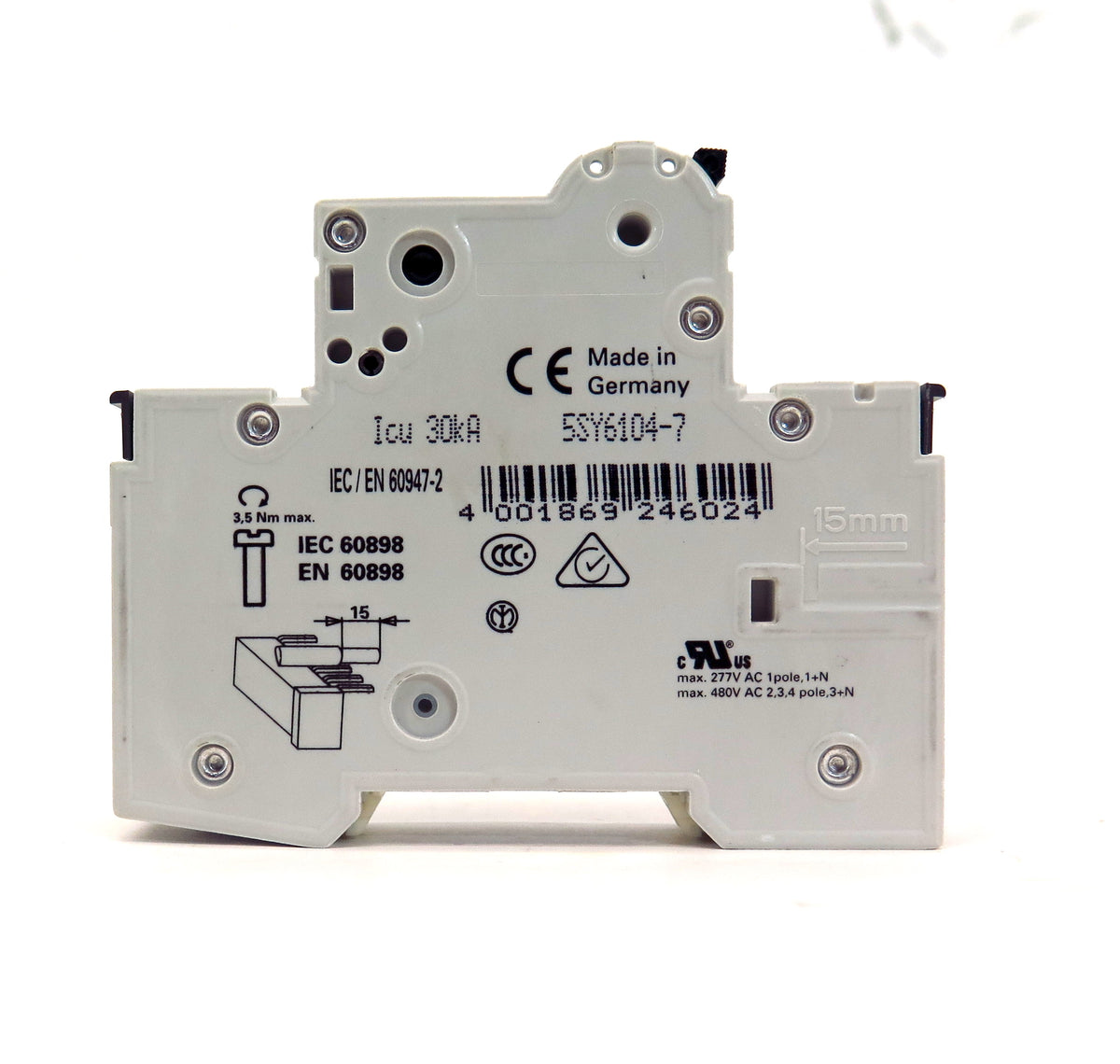 Siemens Circuit Breaker 5SY6104-7 MCB C4 4A 230/400V  (2) - Advance Operations