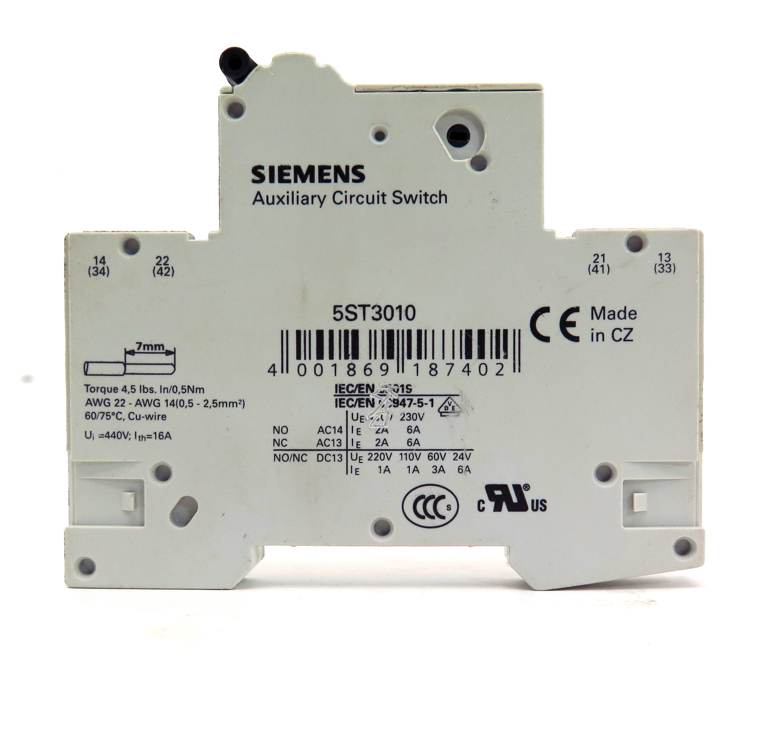 Siemens Circuit Breaker Auxiliary Switch 5ST3010 AS (3) - Advance Operations
