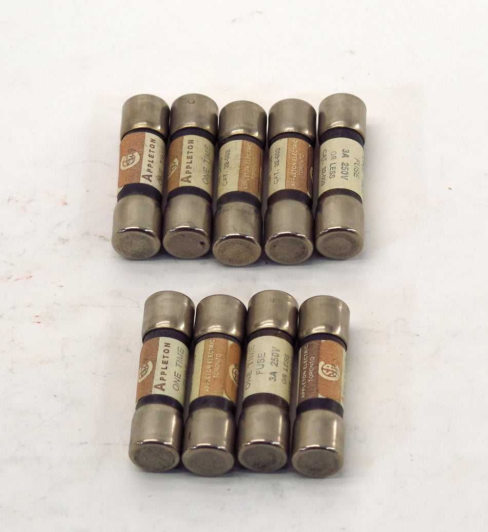 Appleton One Time Fuse Cat 32-003 3A 250VAC (9) - Advance Operations