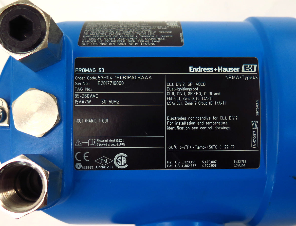 Endress+Hauser Promag 53 Flowmeter 53H04-1F0B1RA0BAAA 85-260VAC - Advance Operations