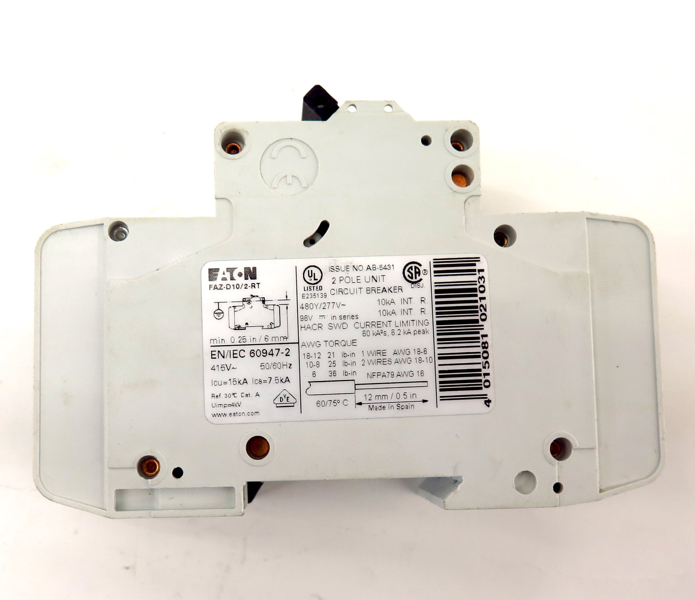 Eaton Circuit Breaker FAZ-D10/2-RT 10A - Advance Operations