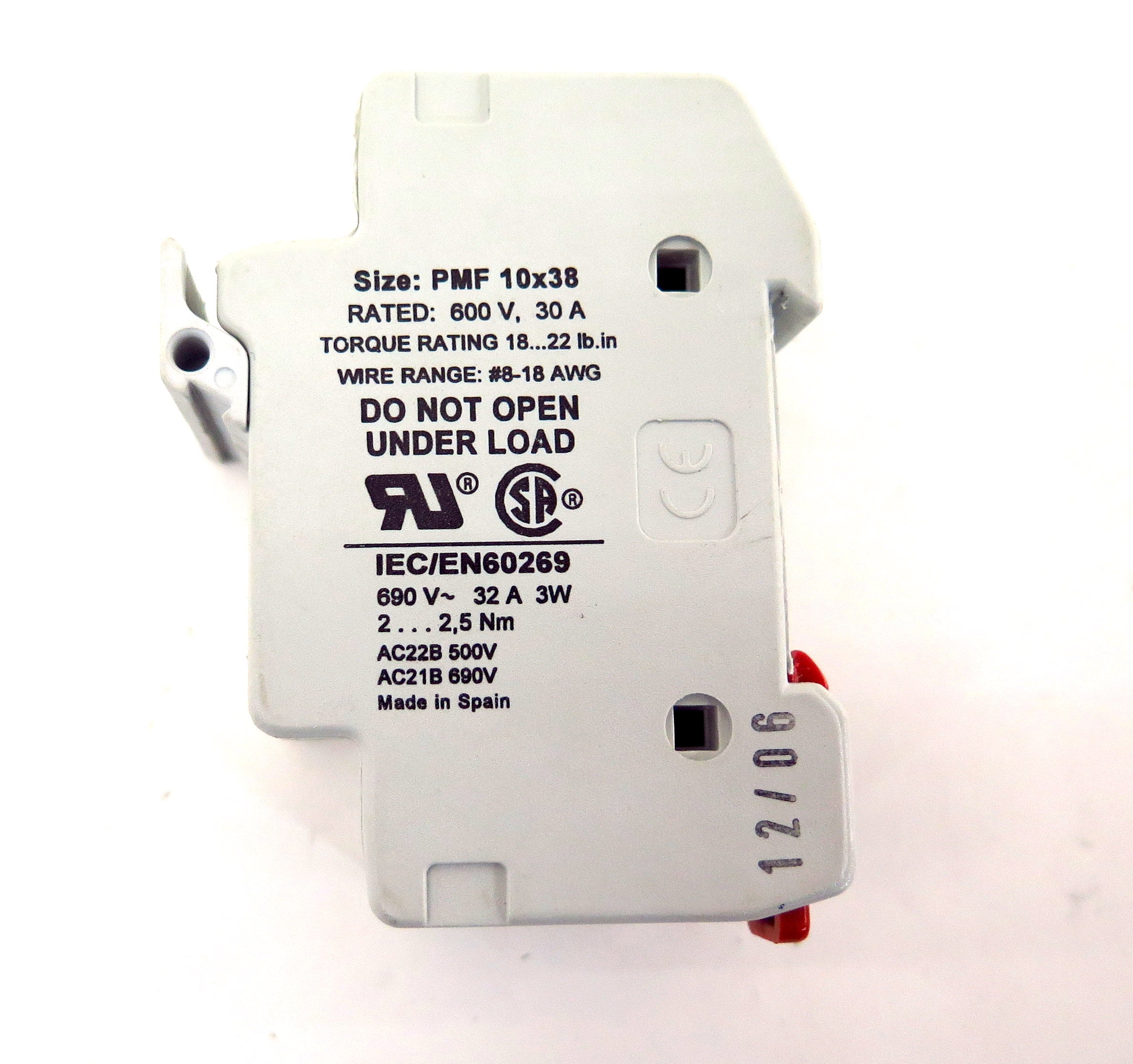 DF Electric Fuse Holder PMF 10X38 600VAC 32A (2) - Advance Operations