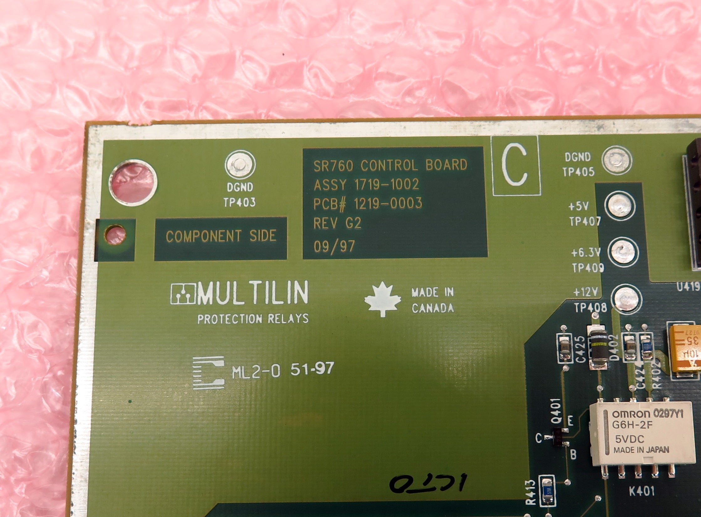 GE Multilin SR760 Control Board PCB 1219-0003 1719-1002 Rev G2 - Advance Operations